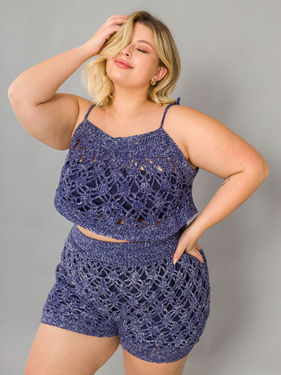 Ball Blue Jeans Crop Top and Shorts Set