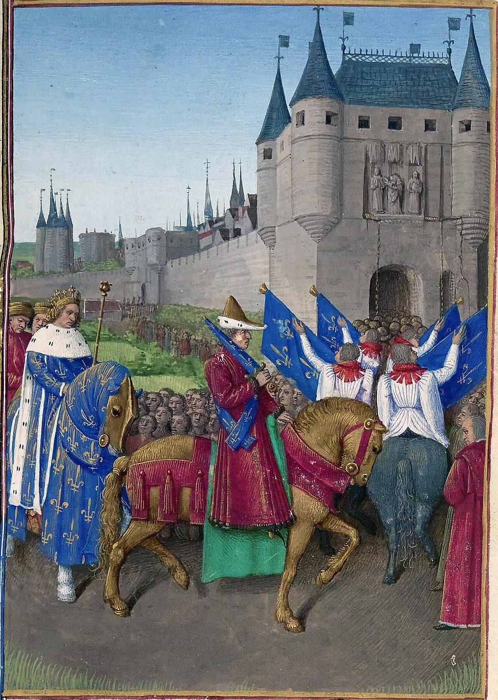 Jean Fouquet, L'ingresso di Carlo V a Parigi, circa 1455-1460.