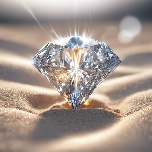 A burning flame is encased at the core of a glittering white diamond. The white diamond i