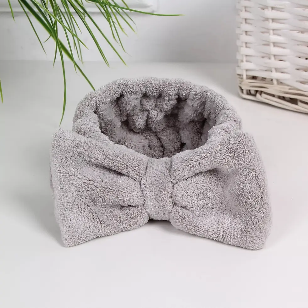 Thumbnail: Gray towel head band bow shape on white background Mellofina