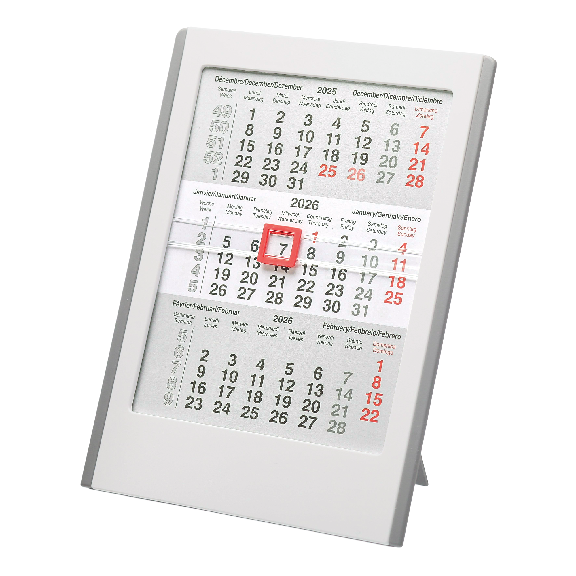 3-х месячный настольный календарь 2026 год 12,6 х 16,5 см Elfe белый/серый 1505W