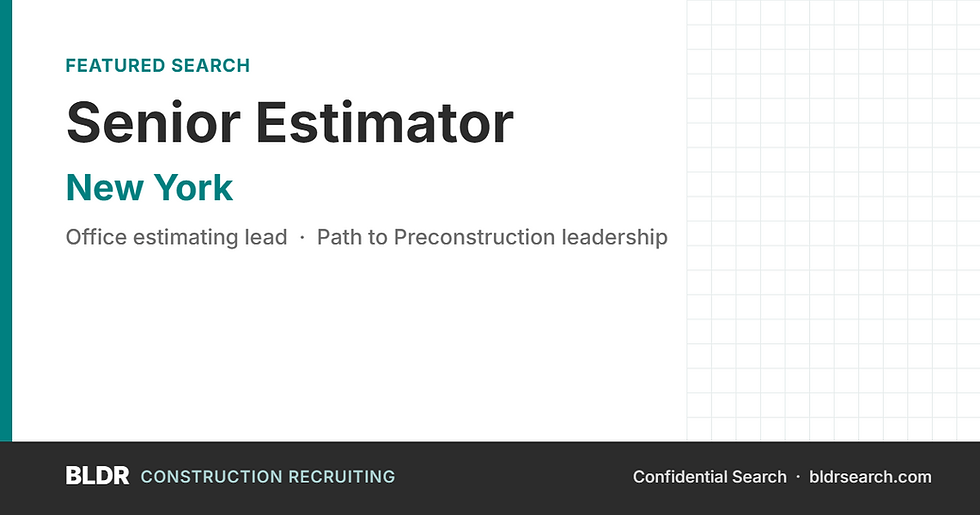 Featured Search: Senior Estimator, New York