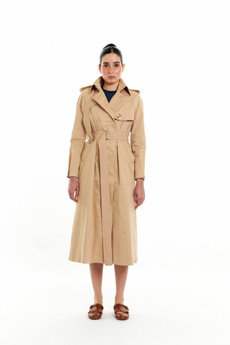 ジャケット・アウター sheer dress trench coat - beige Trench coat em sarja | novolouvre