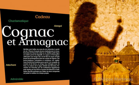 Chapitre "Cognac et Armagnac" du livre Des Boissons et des Hommes, éditions du Cherche Midi, écrit par Deborah Rudetzki, et illustré par Philippe Martineau, photographe culinaire et videaste professionnel à Paris  |  
Photographe célèbre pour son style artistique original, il a été récompensé par 12 prix internationaux.