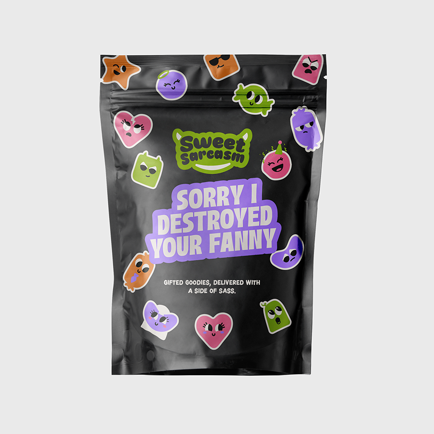 Sorry I destroyed you fanny labelled sweet pouch - front