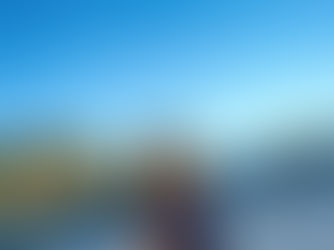 Smiling woman in a blue shirt stands by the ocean, with waves and rocky cliffs in the background under a clear blue sky.