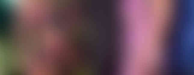 Three women in elegant dresses smile in front of a blue curtain at an event. A poster in the background reads "Evening of Hope."