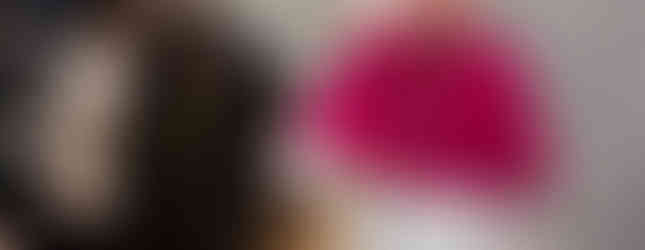 A bishop in magenta attire happily shakes hands with a woman in a busy indoor setting. Another clergy member stands in the background.