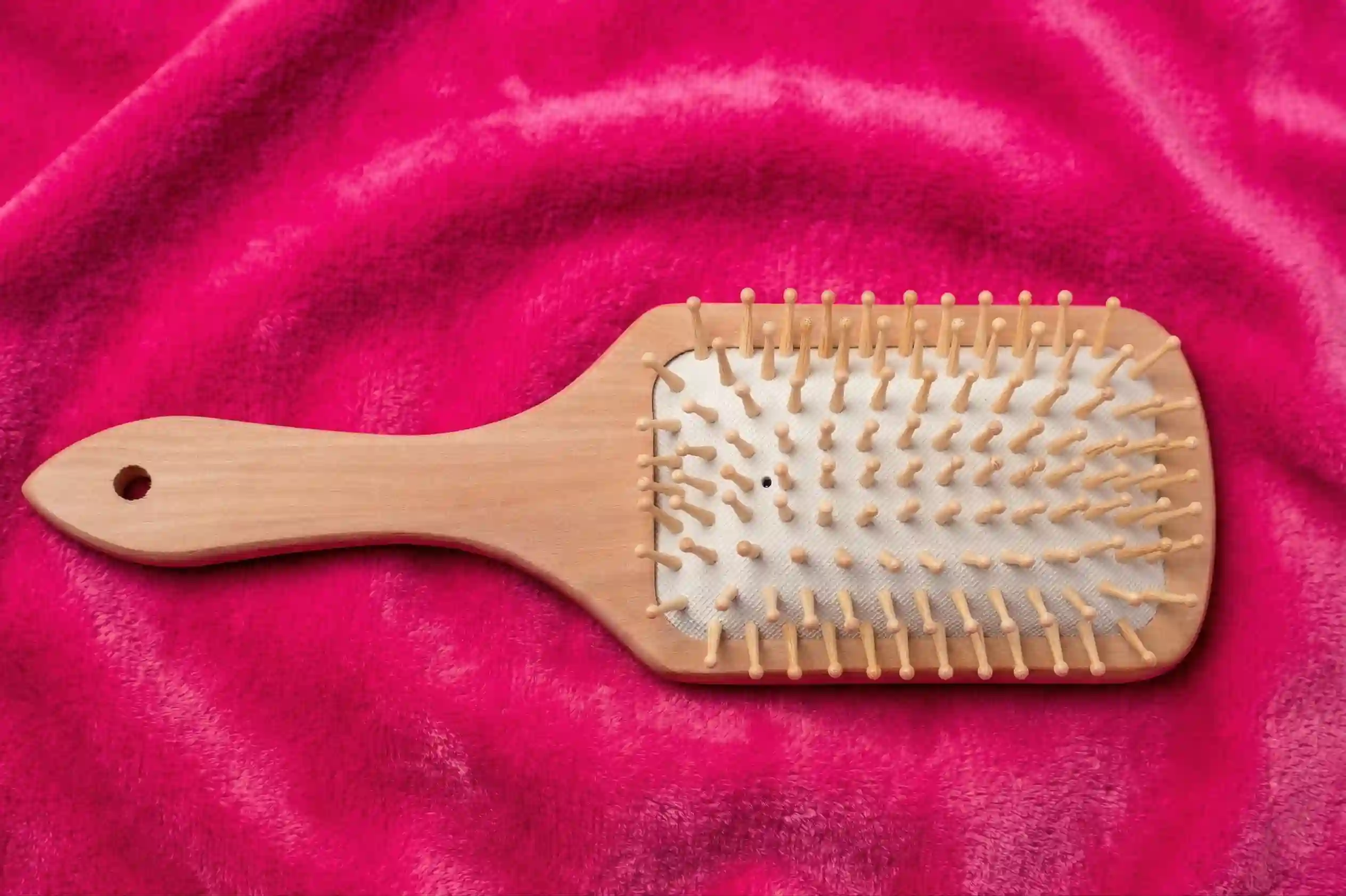 Wooden Paddle Brush with Round Soft Bristles