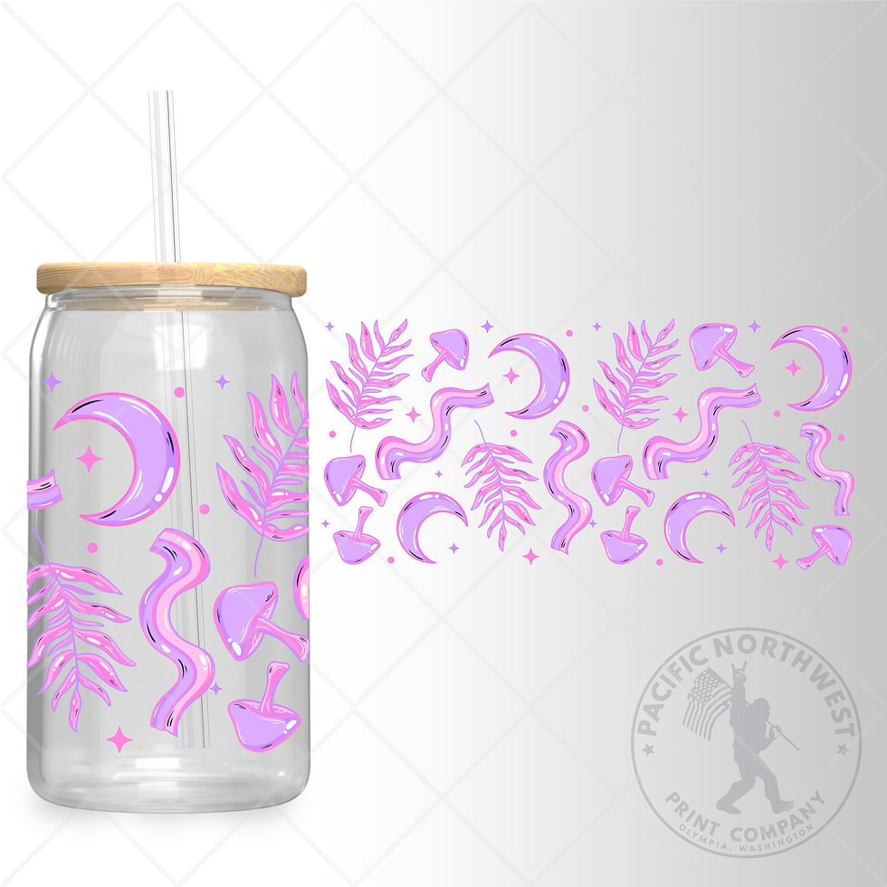 UV DTF 16 Oz Libbey Glass Can Wrap - Moon Floral - 32