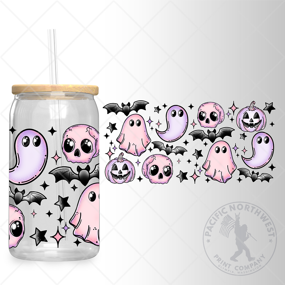 UV DTF 16 Oz Libbey Glass Can Wrap - Pastel Spooky - 32
