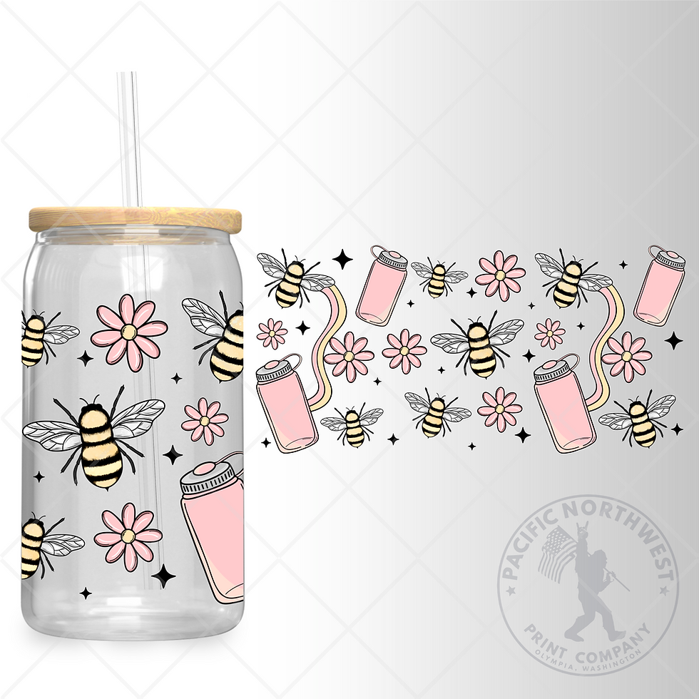 UV DTF 16 Oz Libbey Glass Can Wrap - Drink Your Water Bee - 32