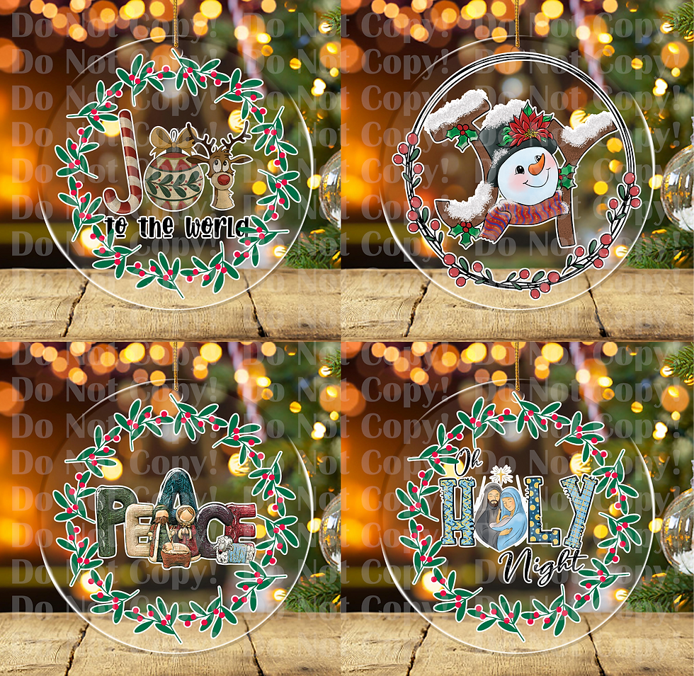 4-PACK: UV DTF Transfers for Christmas Ornaments - SET#13