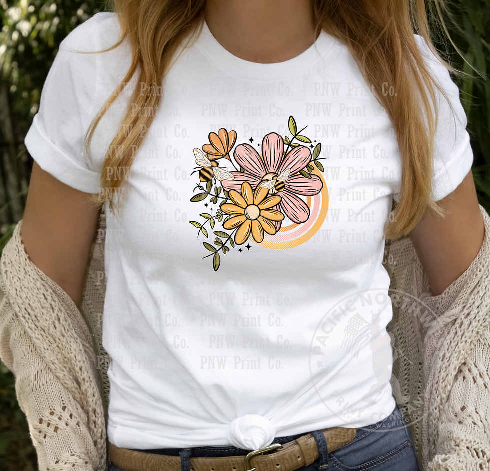 Thumbnail: Flowers With Bees-DTF Transfer
