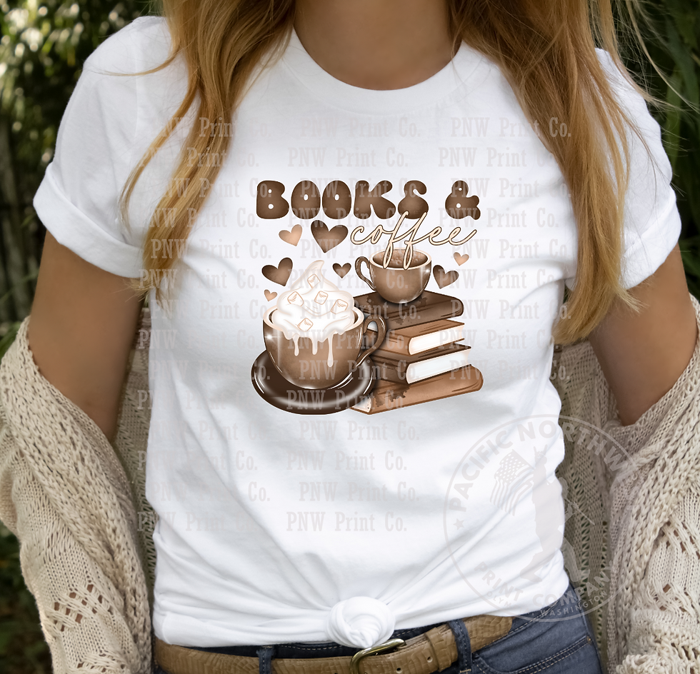 Thumbnail: Books And Coffee-DTF Transfer
