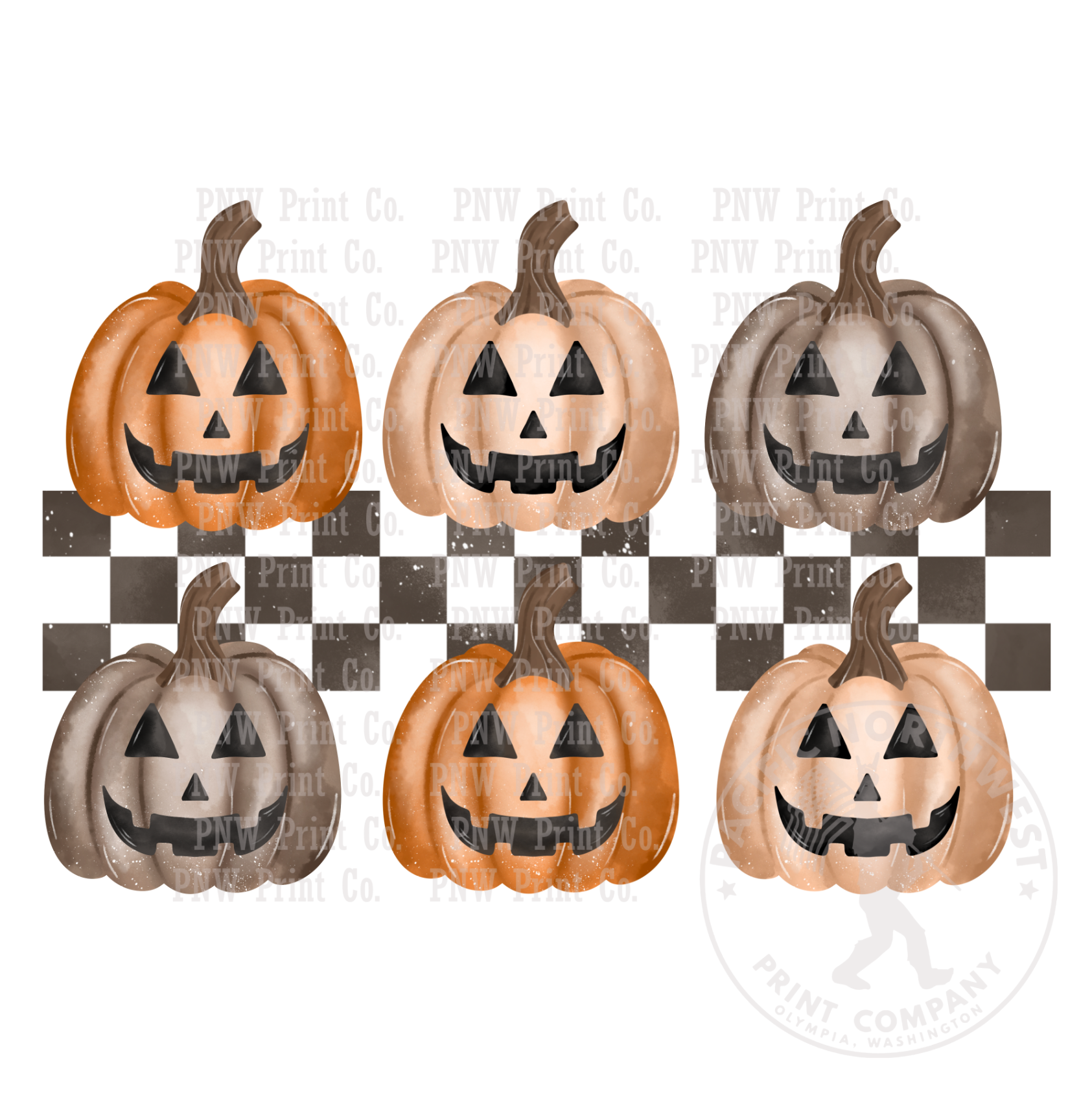 Checkered Pumpkins-DTF Transfer