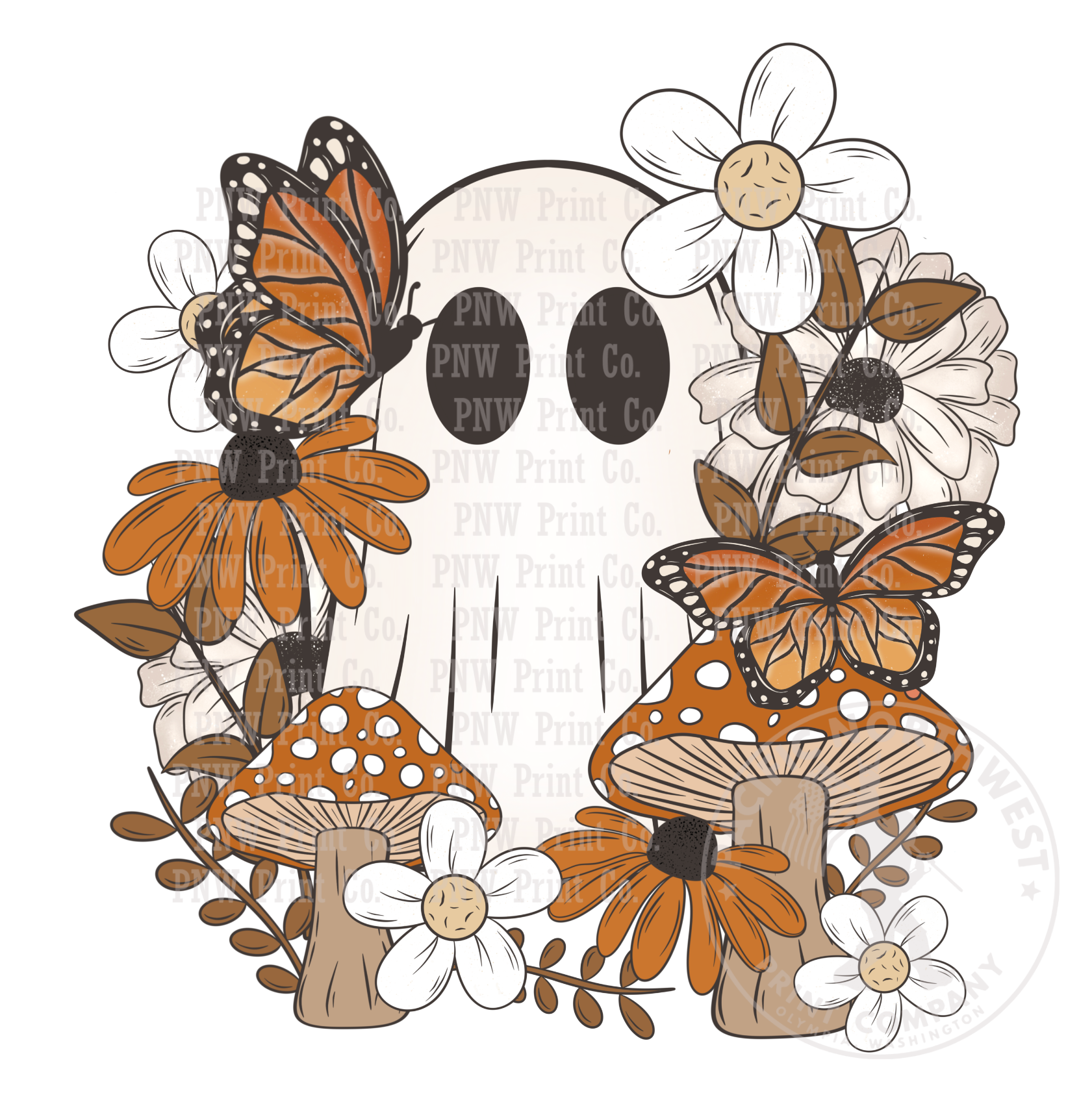 Fall Floral Ghost-DTF Transfer