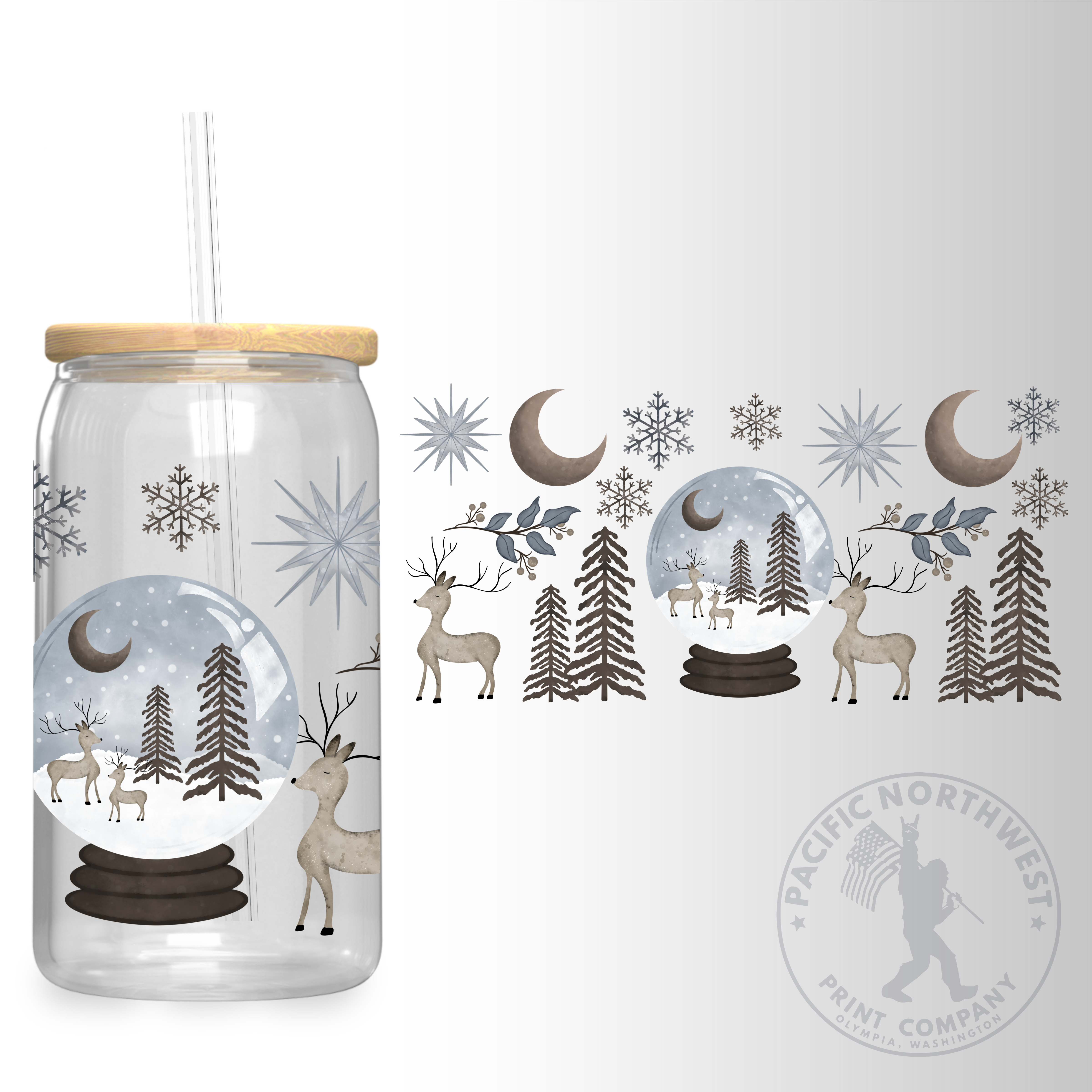 UV DTF 16 Oz Libbey Glass Can Wrap - Winter Wonderland - 32