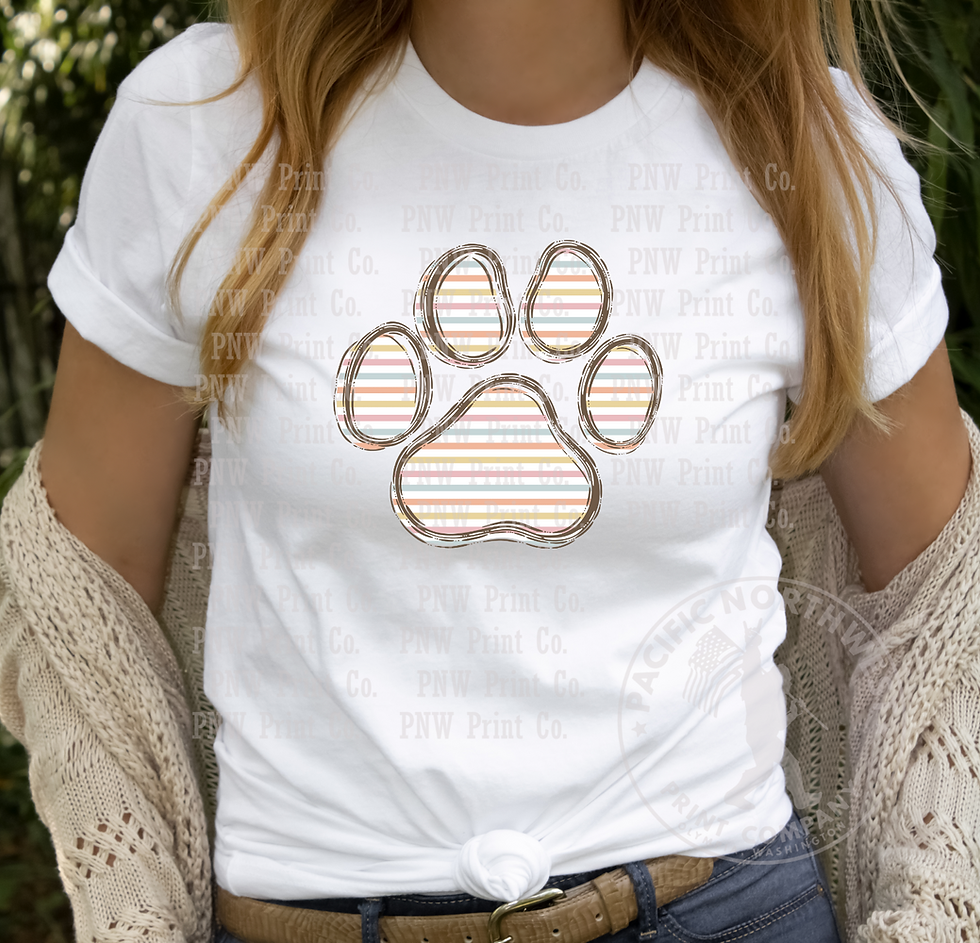 Thumbnail: Doodle Loo Striped Paw Print-DTF Transfer