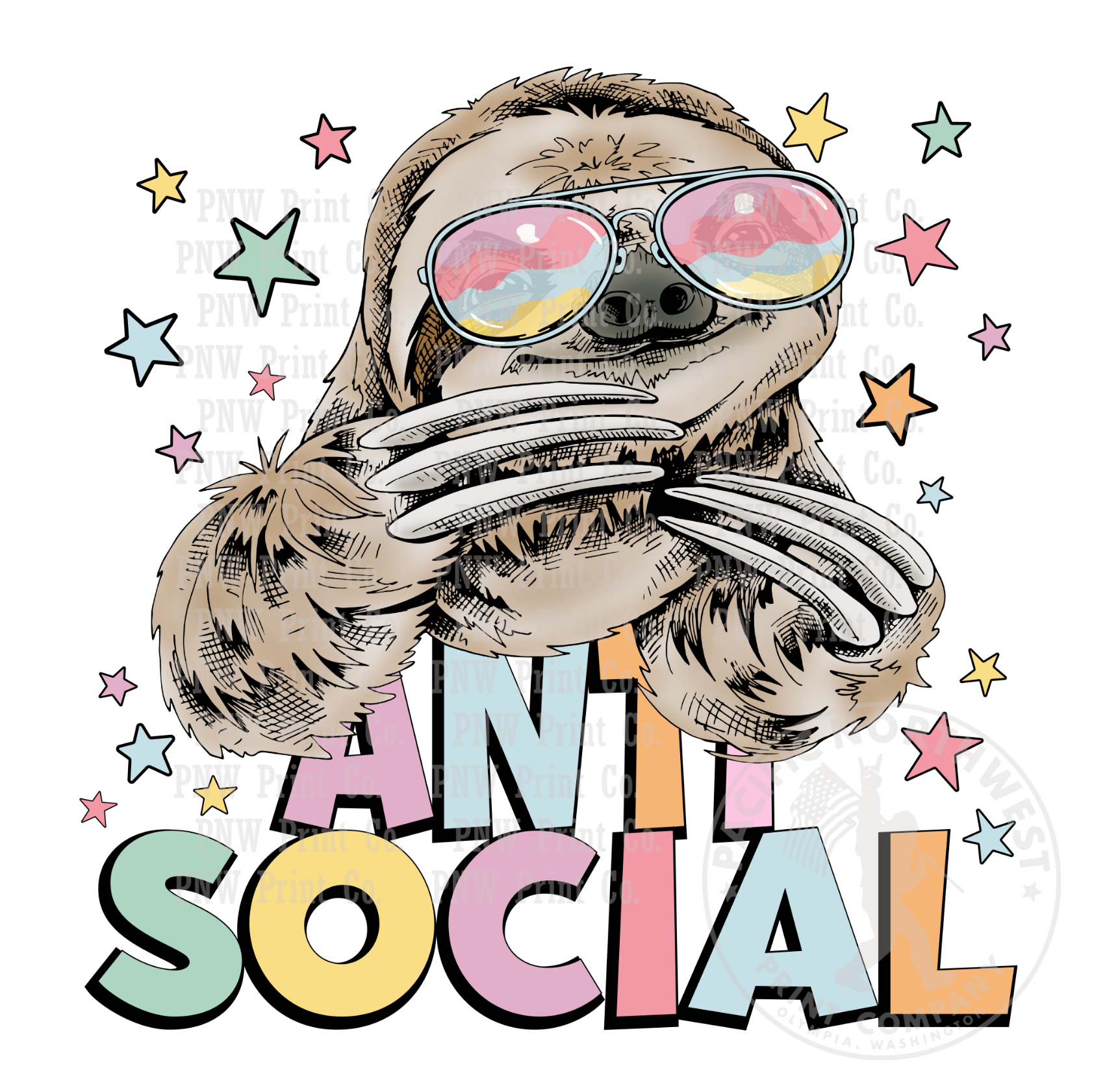 Anti Social Sloth-DTF Transfer