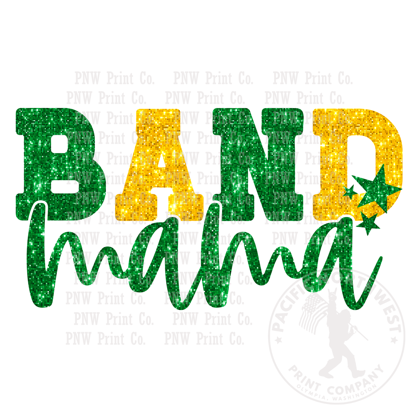 Green And Gold Band Mama-DTF Transfer