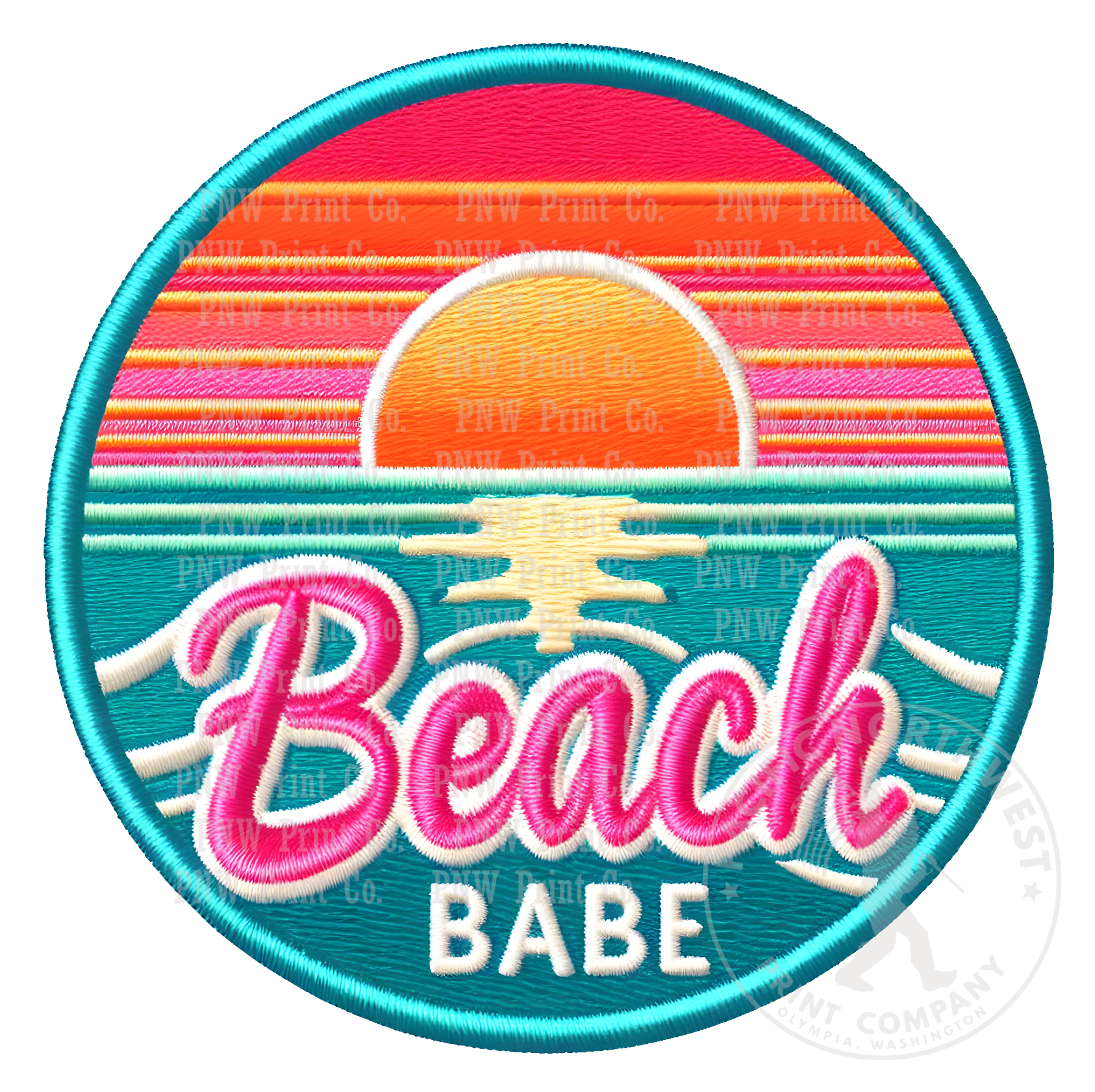 UV DTF Decal Transfer -Beach Babe Faux Embroidery