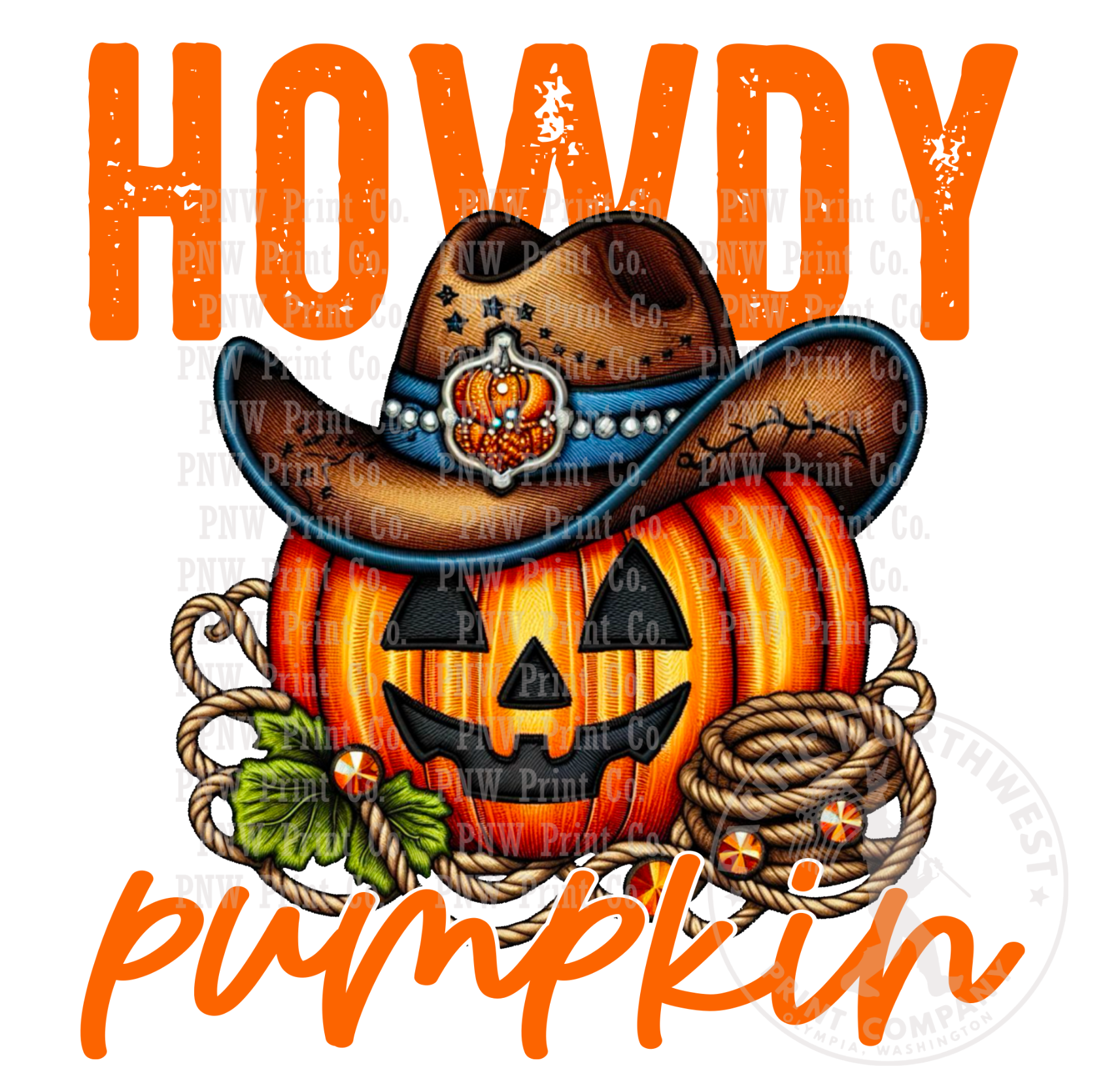 UV DTF Decal Transfer-Howdy Pumpkin