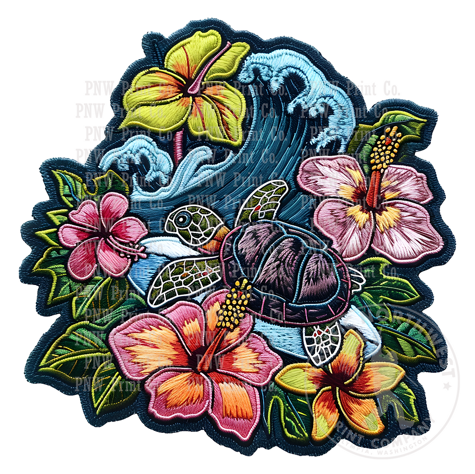 UV DTF Decal Transfer -Sea Turtle Faux Embroidery