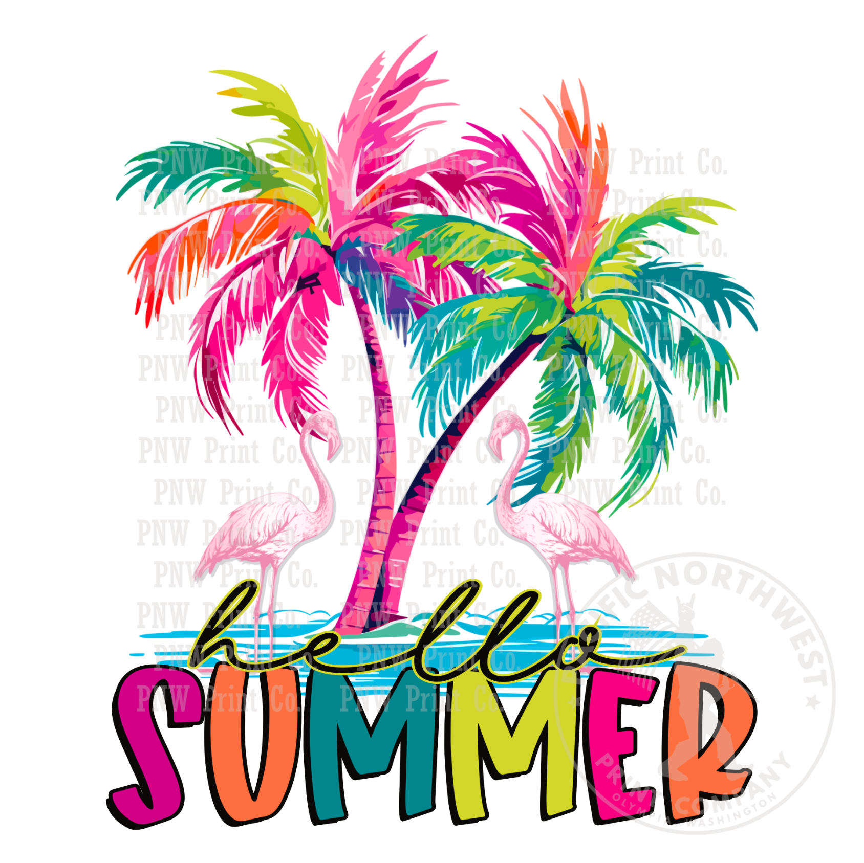 Neon Colored Hello Summer-DTF Transfer