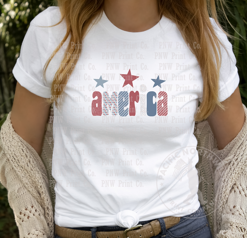 Thumbnail: Patterned America With Stars-DTF Transfer