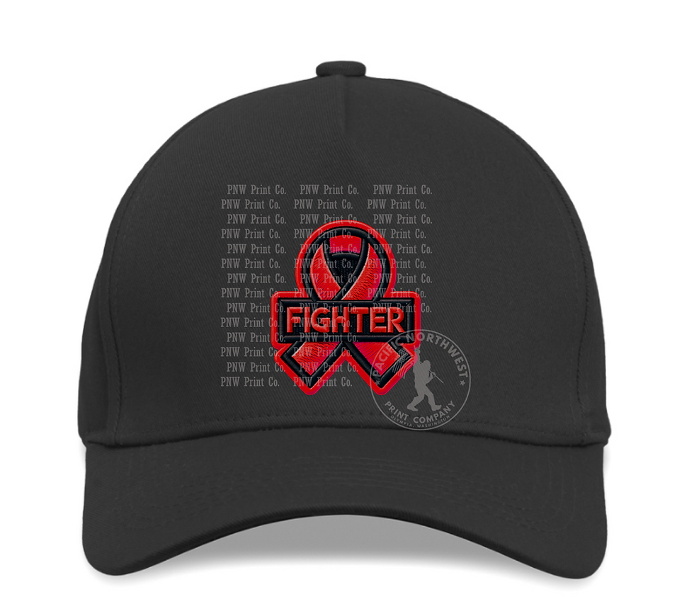 Thumbnail: Red Fighter Ribbon Faux Embroidery-DTF Transfer