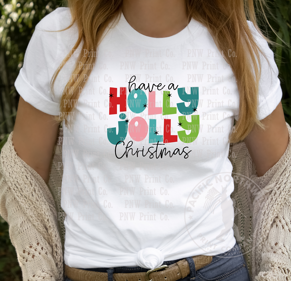 Thumbnail: Bright Colored Have A Holly Jolly Christmas-DTF Transfer