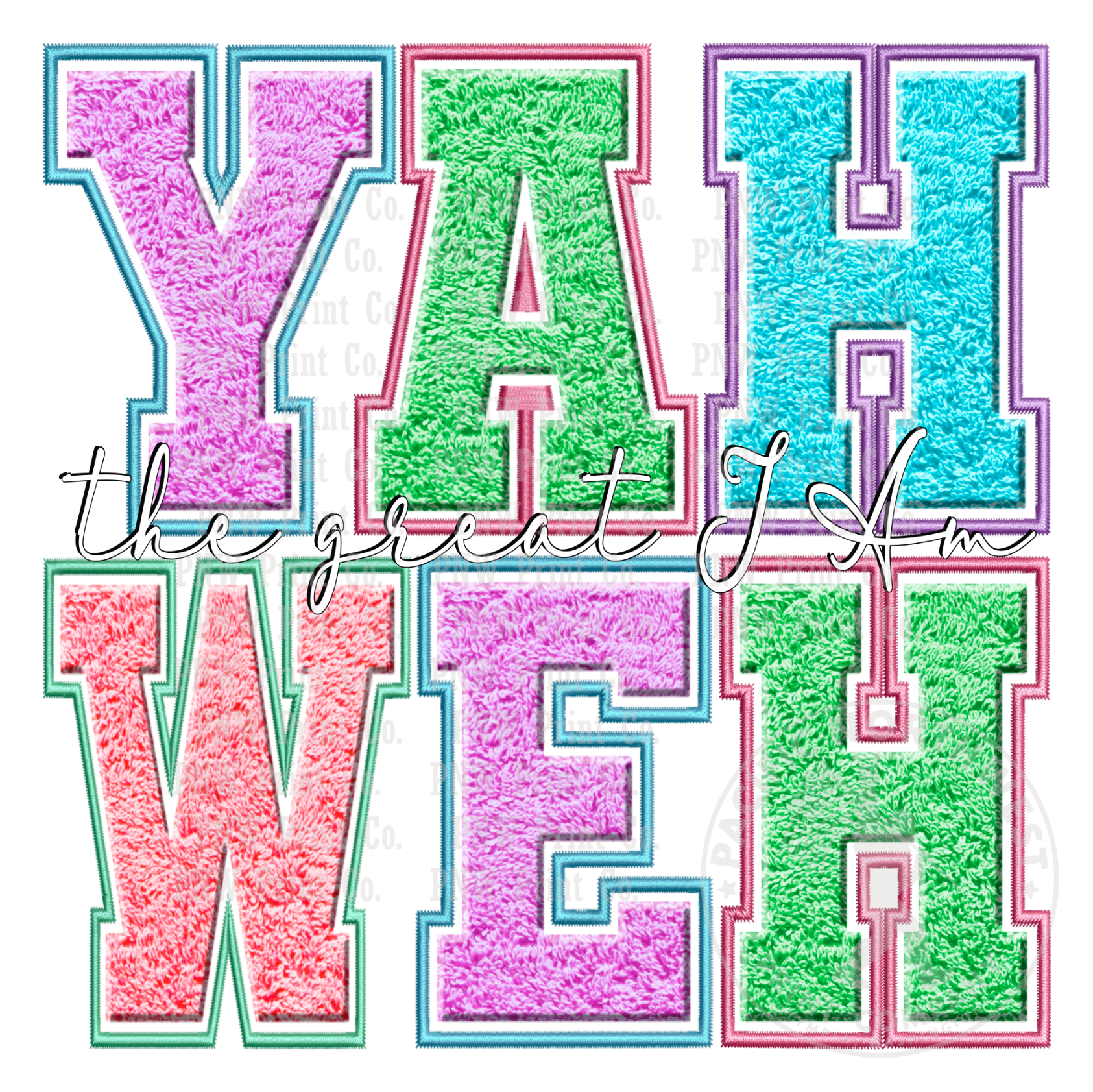 Yah Weh Faux Embroidery-DTF Transfer
