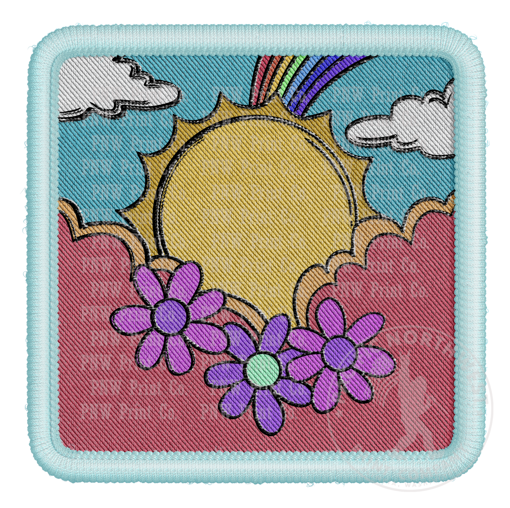 UV DTF Decal Transfer - Sunshine And Rainbows Faux Embroidery