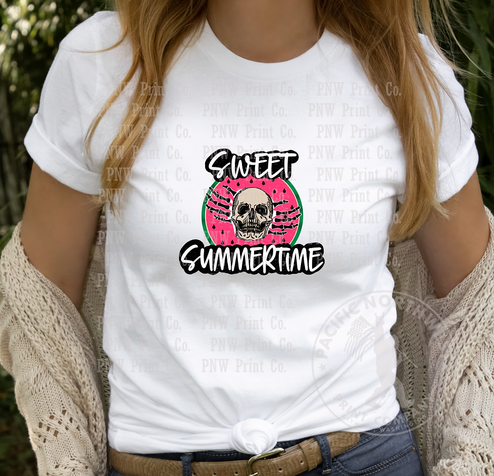 Thumbnail: Sweet Summer Time Skull Distressed-DTF Transfer