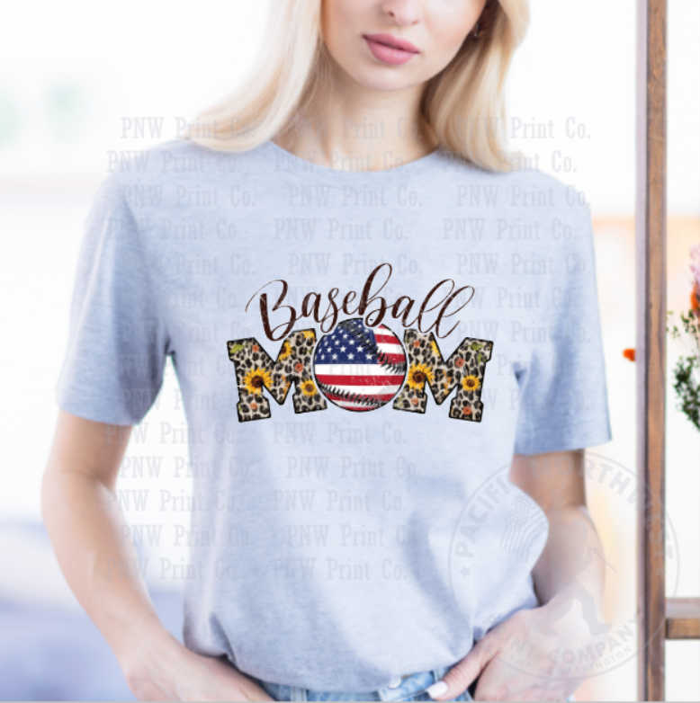 Thumbnail: Baseball Mom Leopard and Sunflowers - DTF Transfer