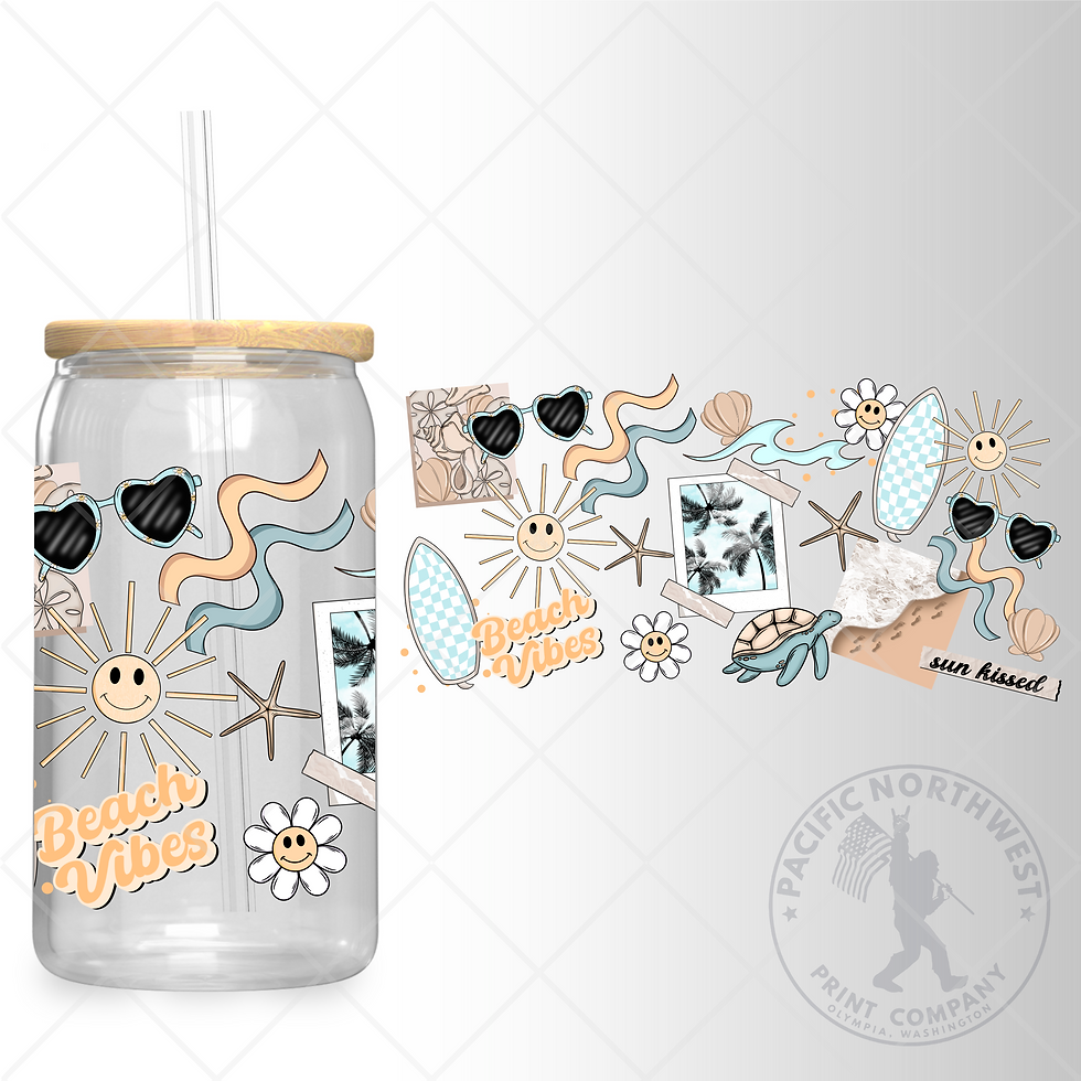 UV DTF 16 Oz Libbey Glass Can Wrap - Summer Collage - 32