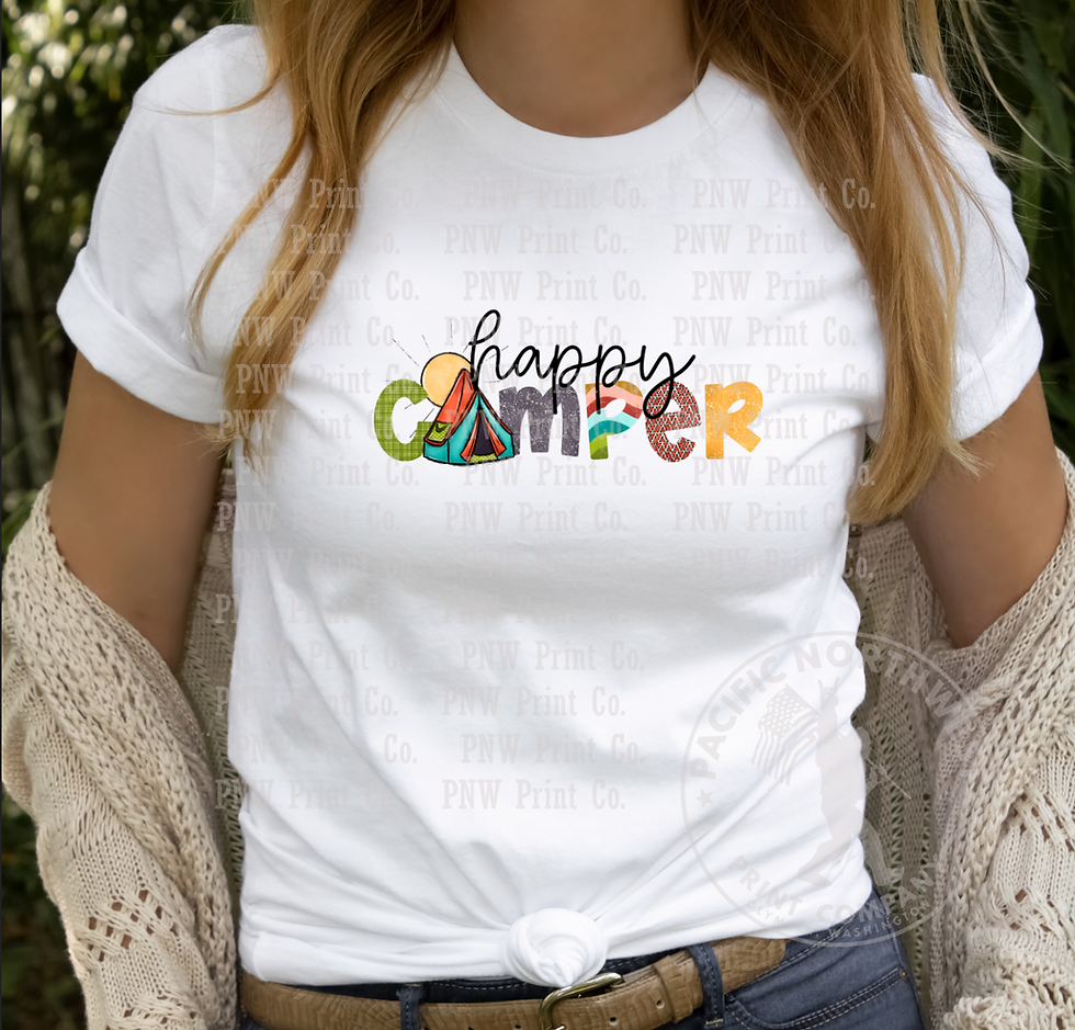 Thumbnail: Happy Camper Patterned Words-DTF Transfer