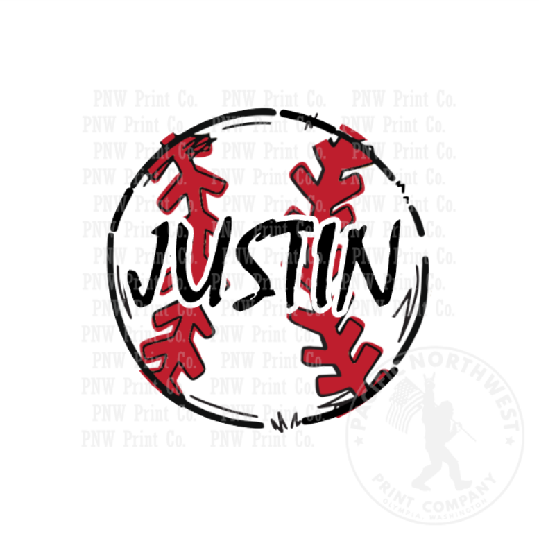 3-inch Baseball Mama 3 - CUSTOM: Ball with Name - DTF Transfer