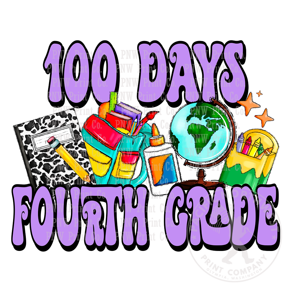 Purple 100 Days Fourth Grade-DTF Transfer