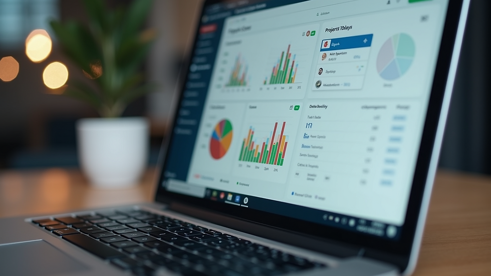 Close-up view of a project management dashboard on a laptop screen