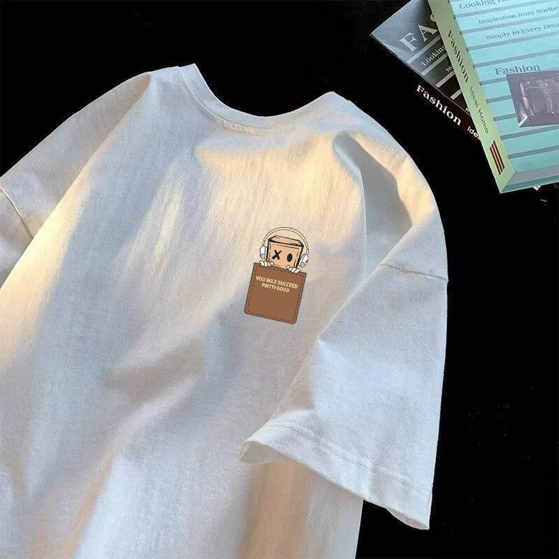 Thumbnail: American Style Vintage Fashion Simple Design Print Cotton Men T Shirt Oversized 