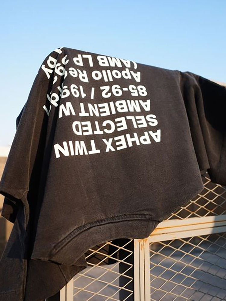 Thumbnail: T-Shirt Aphex Twin Washed Black Print Cotton Graphic Oversized