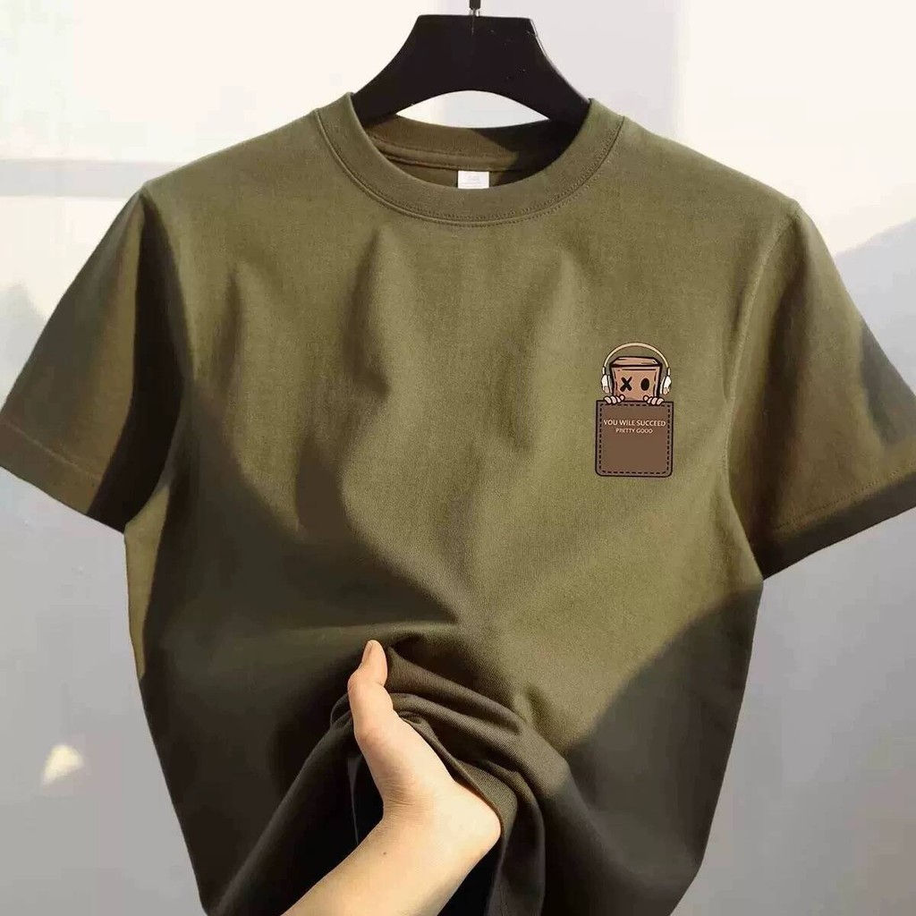 American Style Vintage Fashion Simple Design Print Cotton Men T Shirt Oversized