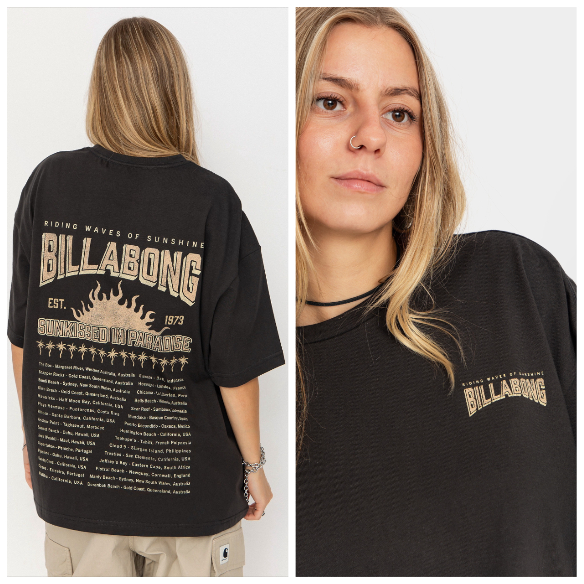 Women's Oversized Vintage Surf T-Shirt Retro Sun Print Casual Cotton Tee Summer