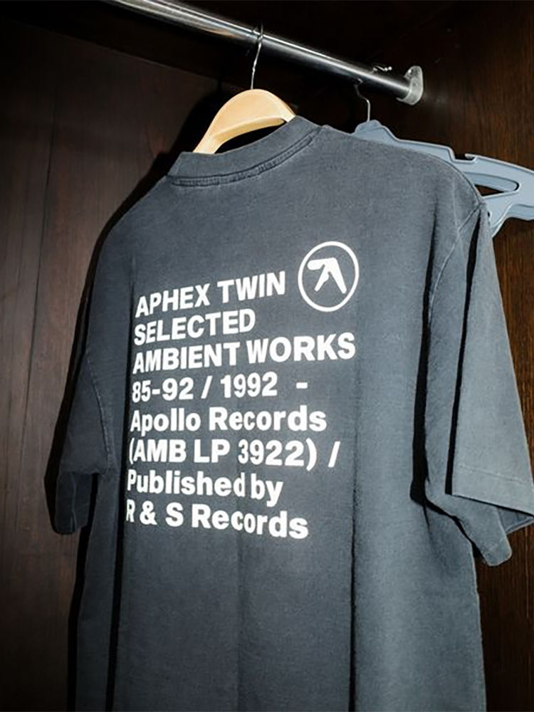 T-Shirt Aphex Twin Washed Black Print Cotton Graphic Oversized