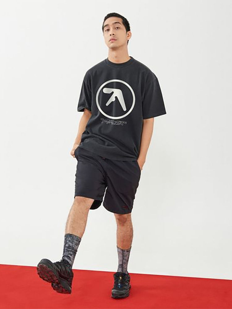 Thumbnail: T-Shirt Aphex Twin Washed Black Print Cotton Graphic Oversized