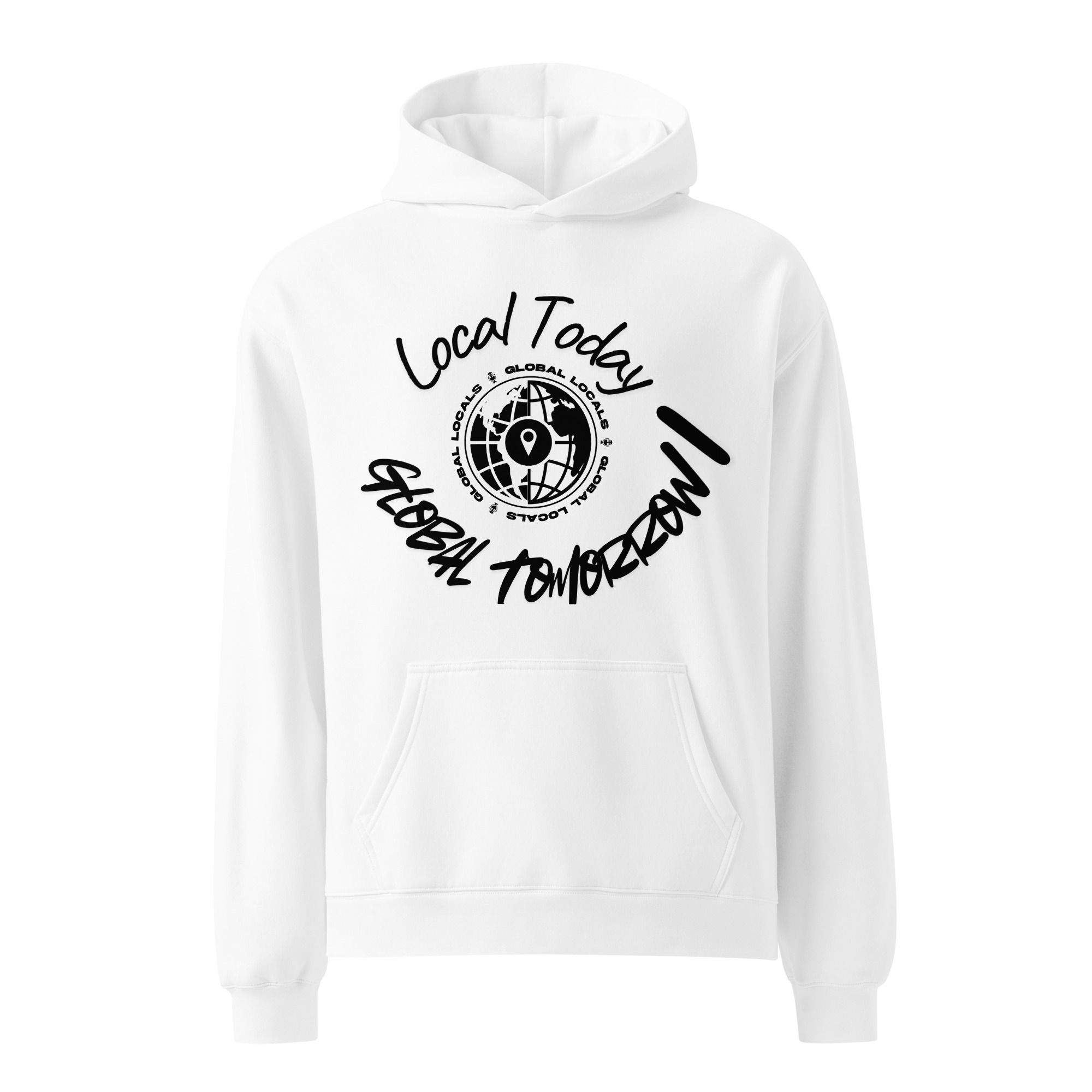 White Global Locals Unisex oversized logo hoodie