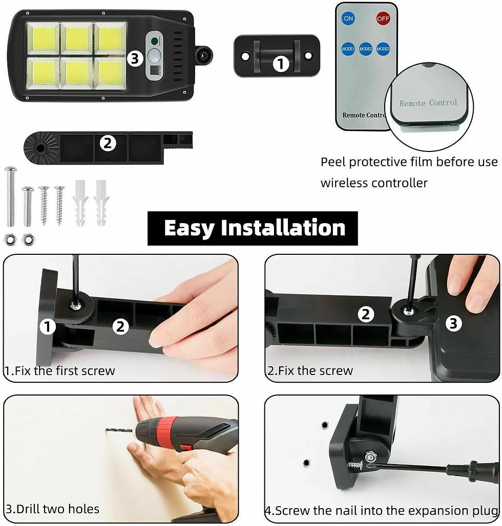 Thumbnail: Solar Lights Outdoor | 4pack 108COB LED Solar Powered | Motion Sensor | Last uni