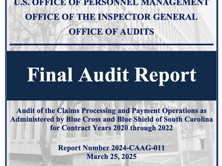 Latest OIG Audit of FEHBP Claims Processing; Spoiler Alert - More of the Same